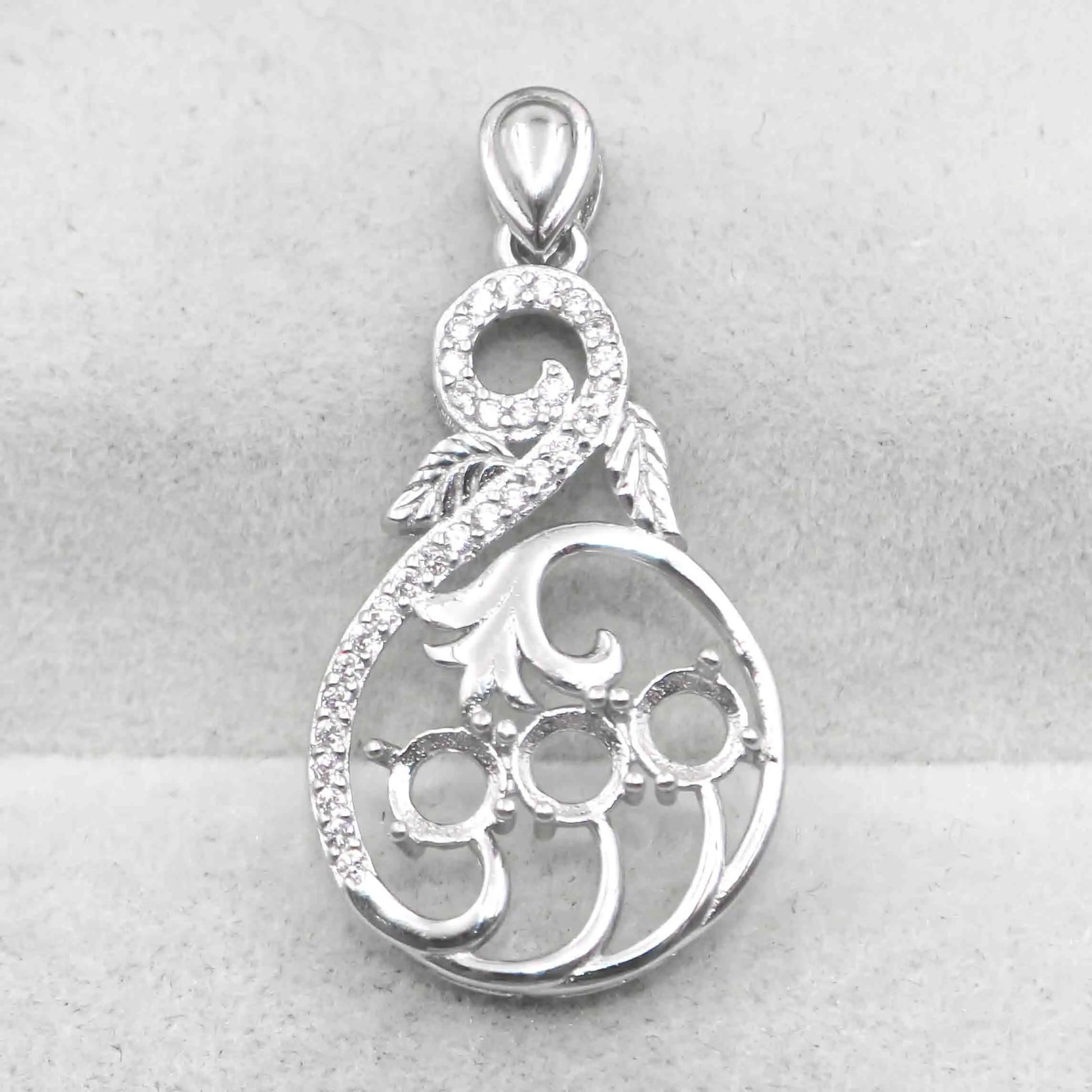 Semi Mount 4*4mm Sterling Silver Pendant Empty Frame Blank Support Setting S925 Base Holder Without Center Stone for DIY Inla