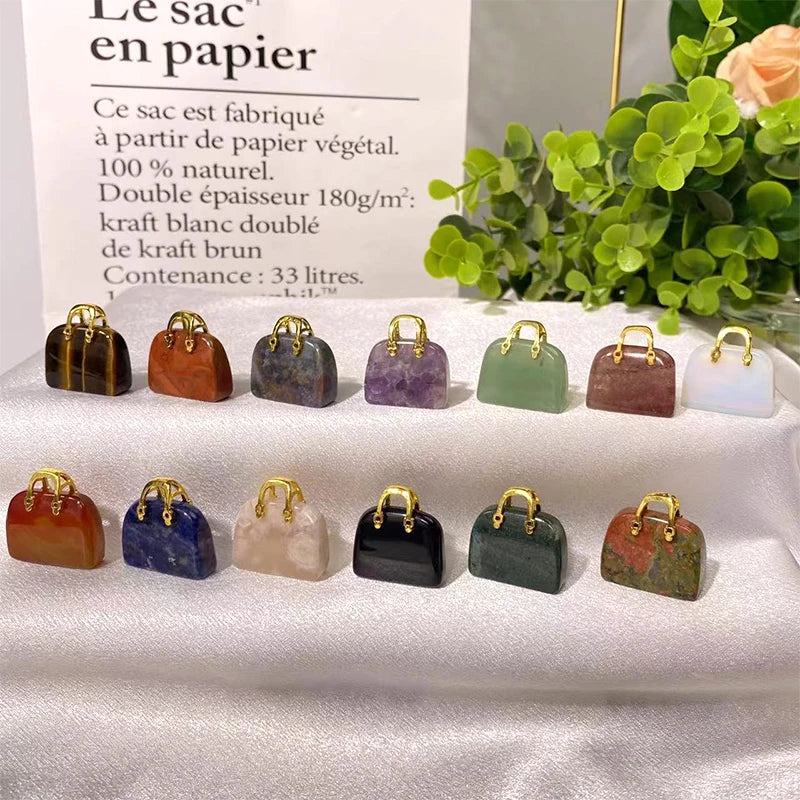 Wholesale Natural Healing Crystal Mini Women's Handbag Carving to the Most Beautiful Lady in the World