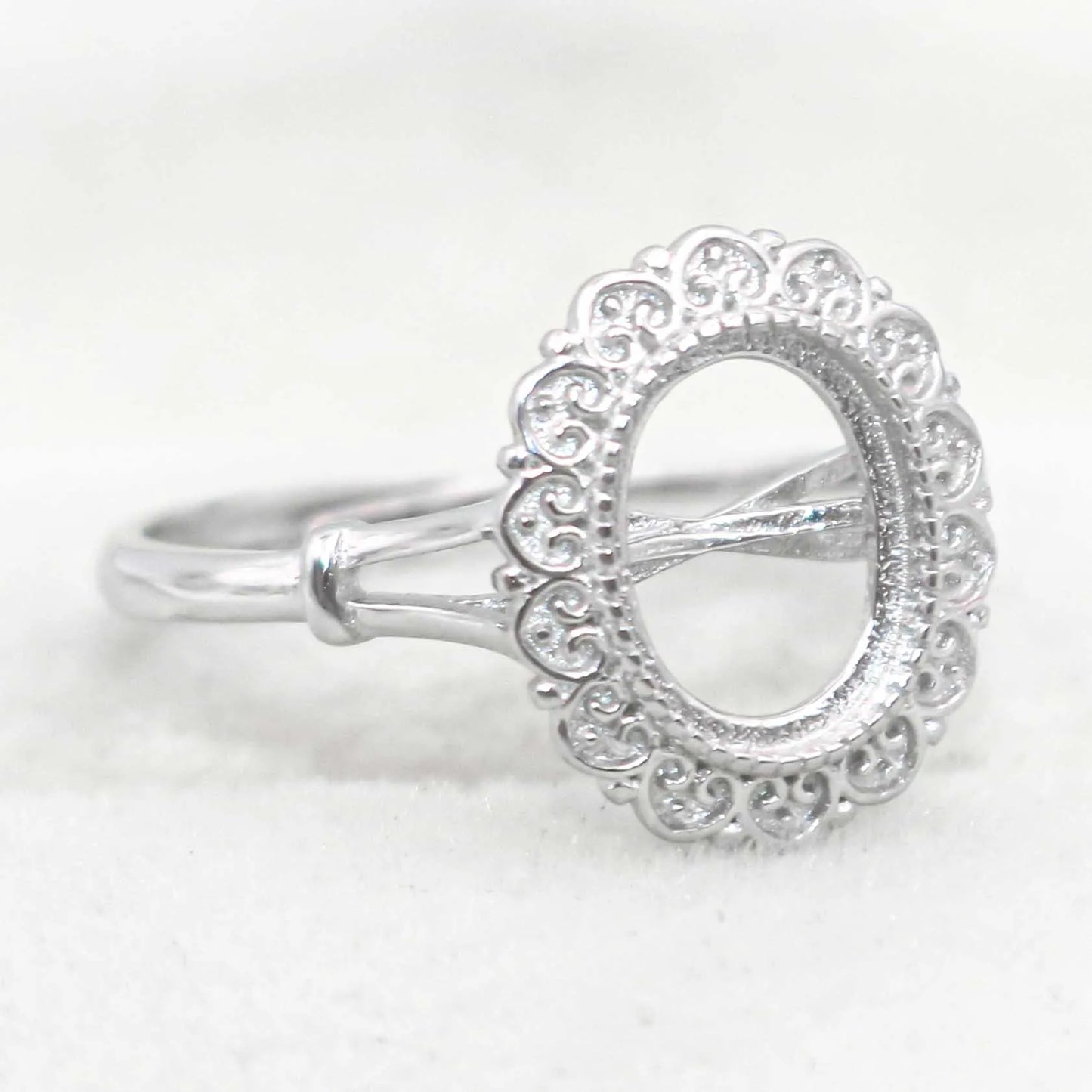 Sterling Silver 7*9mm Semi Mount Ring Empty Support Blank Bar Bezel Setting S925 Mountain Base Without Main Stone for DIY Inl