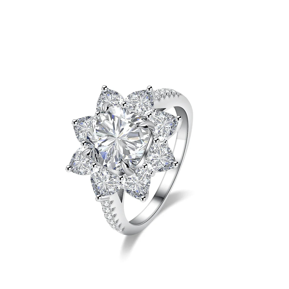 New Luxury Women's S925 Sterling Silver Engagement Ringbrilliant-cut Cushion Shape 3-carat Loose Moissanite Classic Fine Ring