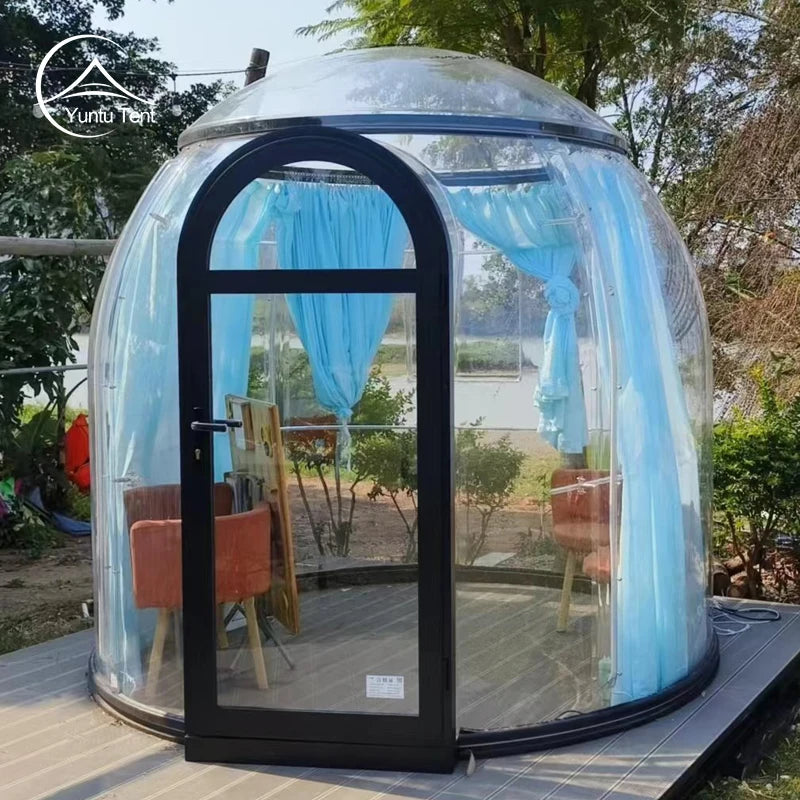 Glamping Winter Geodesic PC Dome Interior Curtains Transparent