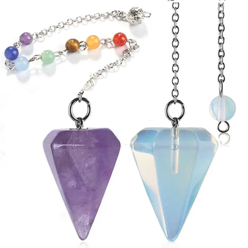 Natural Crystal Stone Bullet Pendulum Healing Crystal Stone Pendant Hang Decorations with Natural Stone 7 Chakra Crystal Bead