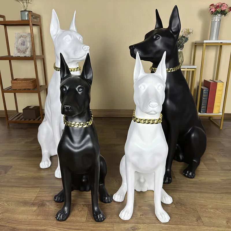 Home Living Room Decoration Watchdog Sculpture  Doberman Pinscher Ornament Villa Garden Door Large Dog Sculpture