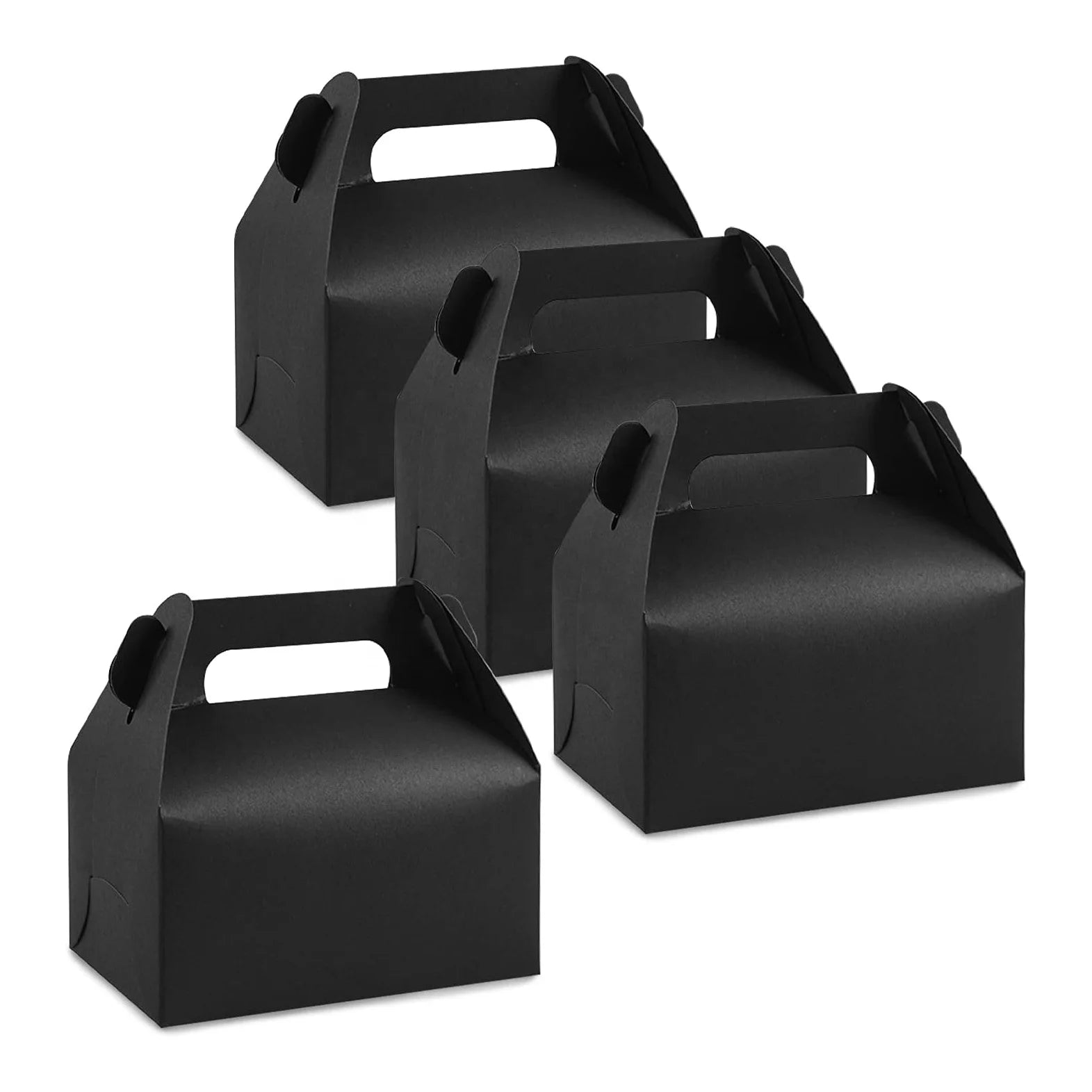 Fast Delivery New Design Candy Cake Party Gift Food Snack Packing Black Folding With Handle Paper Portable Box