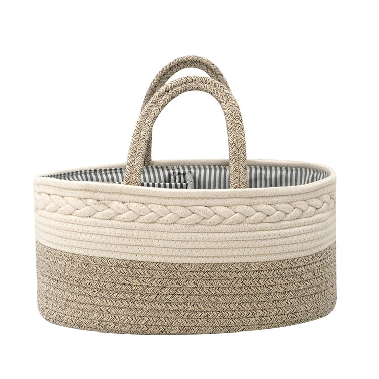 Baby Diaper Caddy Organizer New Color Diaper Basket with Braided Newborn Essentials