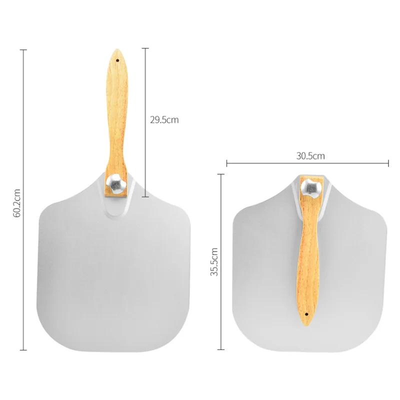2026 Good Selling Premium Disposable Aluminum Alloy Blade Pizza Peel Turning Paddle Shovel with Wooden Handle