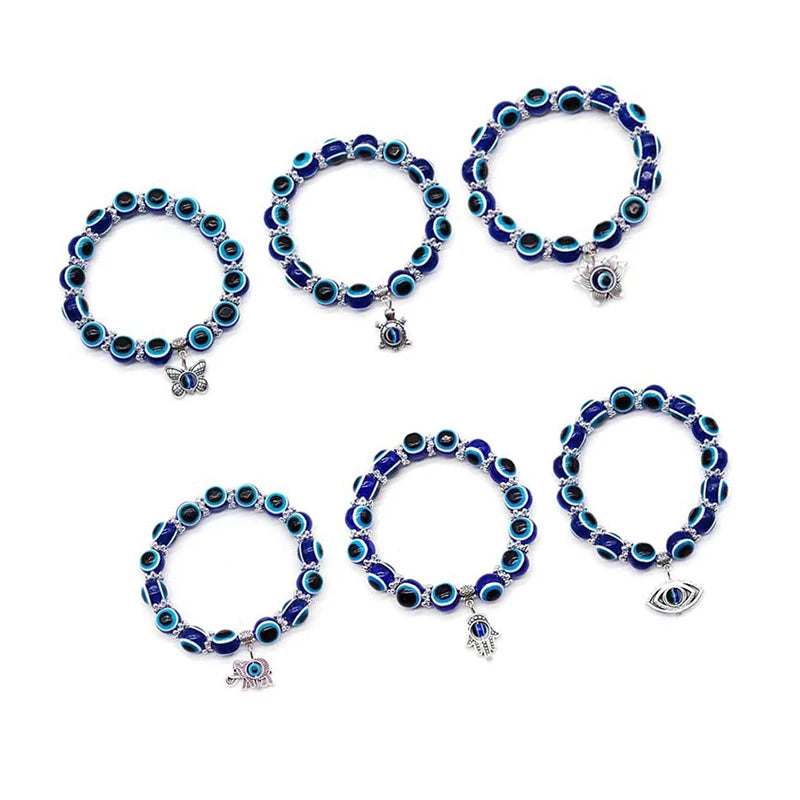 European American Popular Devil Eye Bracelet Resin Beaded Bracelet Jewelry Butterfly Elephant Fatima Hand Bracelets for Girls