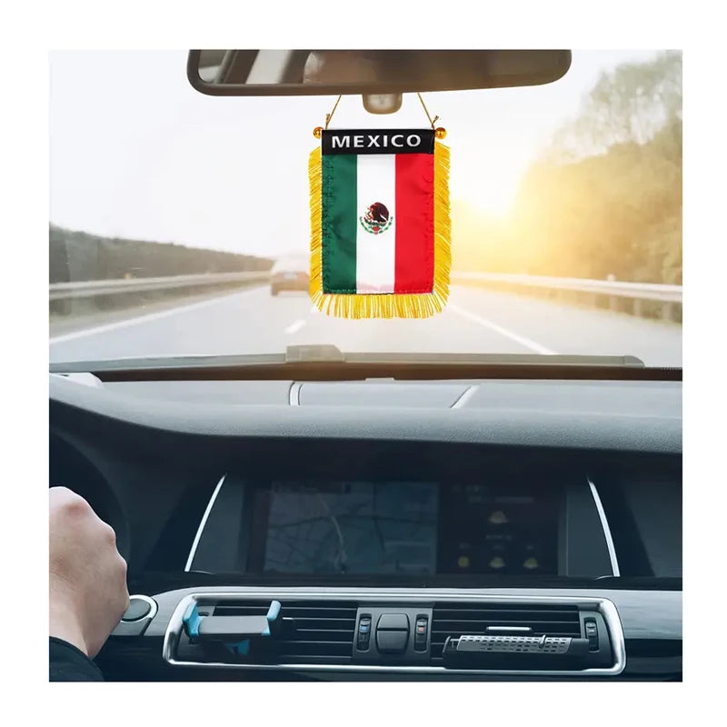 Honduras Fringy Window Hanging Mini Flag Banner Car Rearview Mirror  Fringed Double Sided Honduran Hanging Flag with Suction 