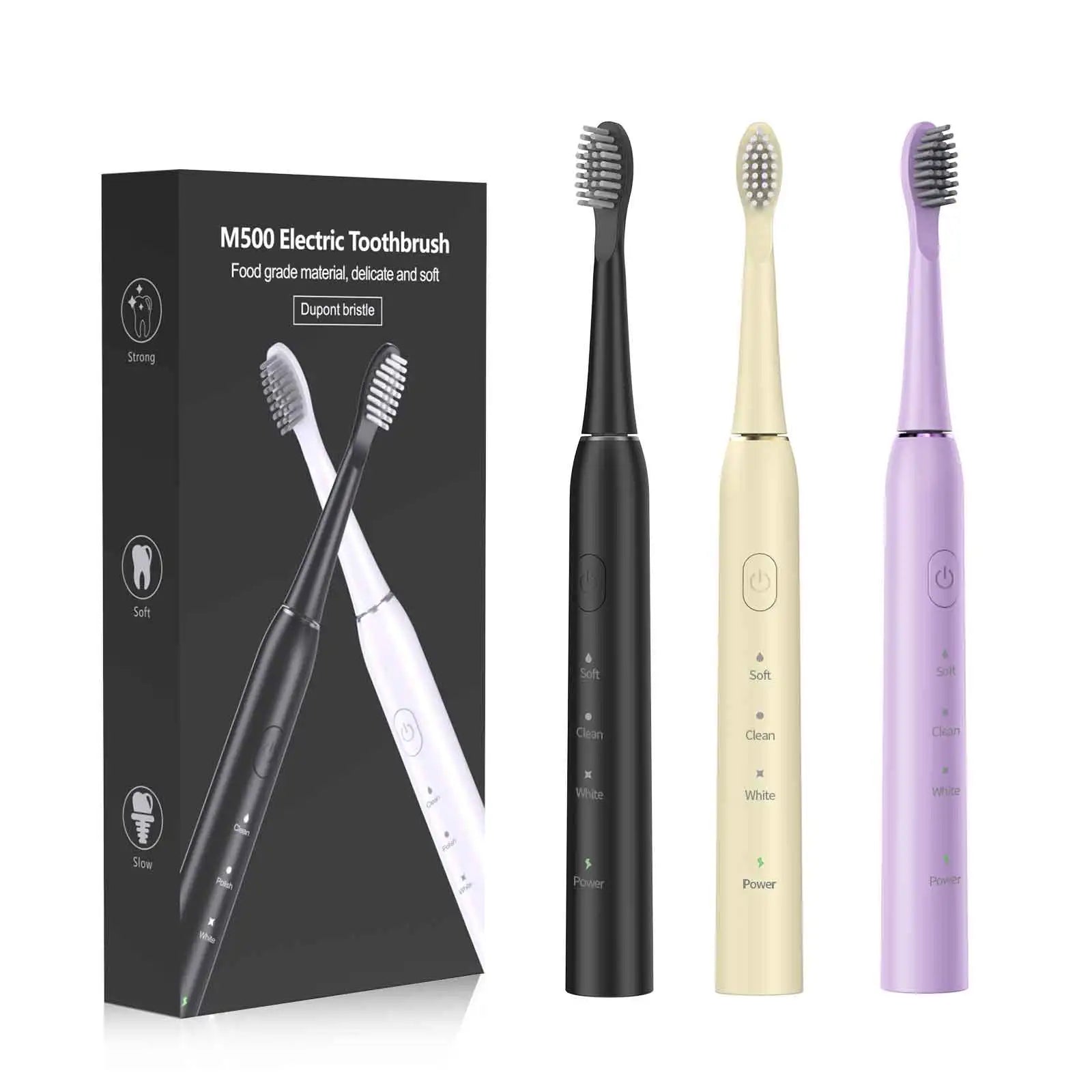 USB Rechargeable Sonic Electric Toothbrush for Adults Sonic Electric Toothbrush Travel Toothbrush with 6 Brush Head 3 Modes