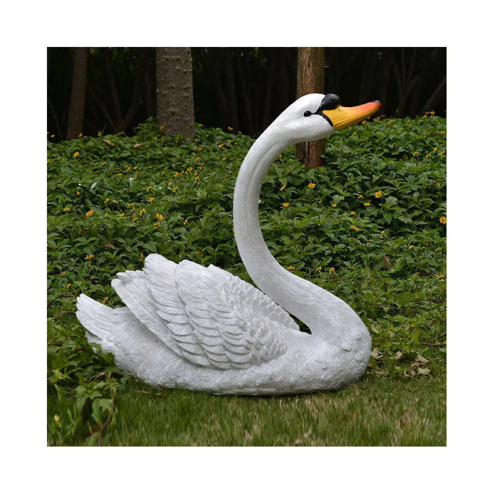 LIFA White Swan Resin Statue Life-Size Handmade Hand-painted Europe America Style Outdoor Garden Ornament Indoor Business Gif