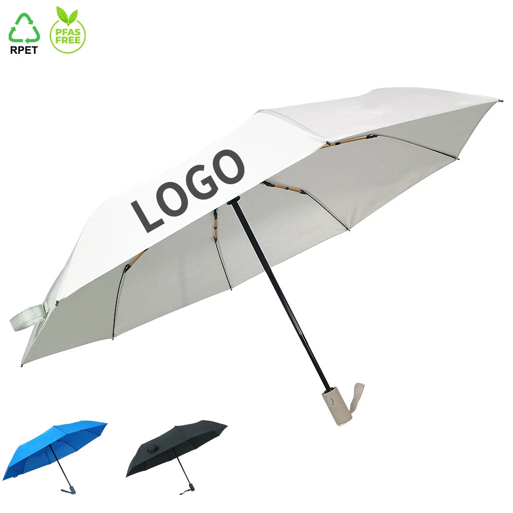 OVIDA 23Inch 8K Multi Color 3 Folding Umbrella With Logo Custom Print Automatic Sun and Rain Strong Windproof Umbrella