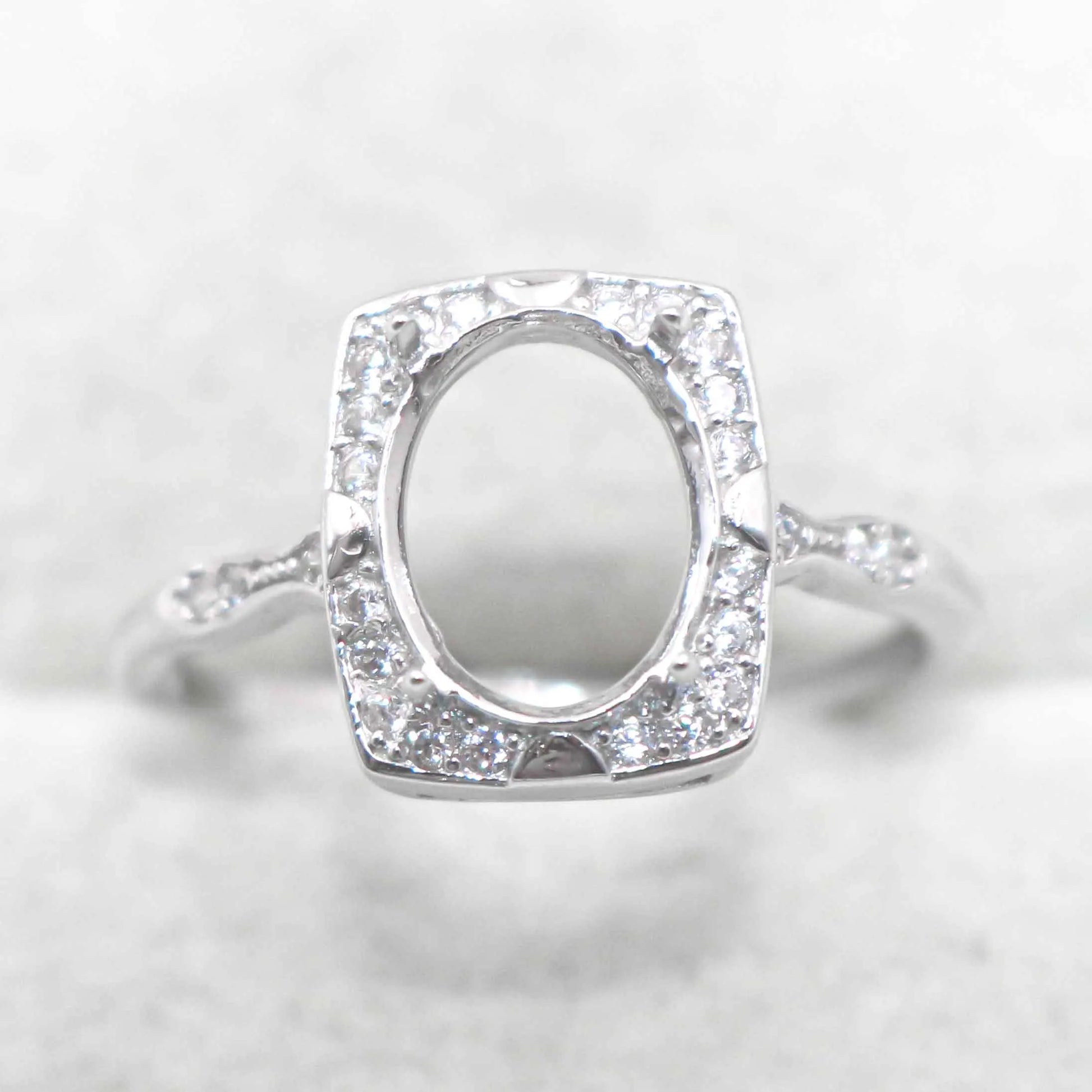 Sterling Silver 7*9mm Semi Mount Ring Empty Frame Blank Support Claw Setting S925 Base Holder Without Center Stone for DIY In