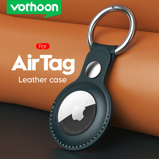 Vothoon impermeable Airtag llavero PC cuero protector rastreador funda con llavero Compatible con Airtags perro gato