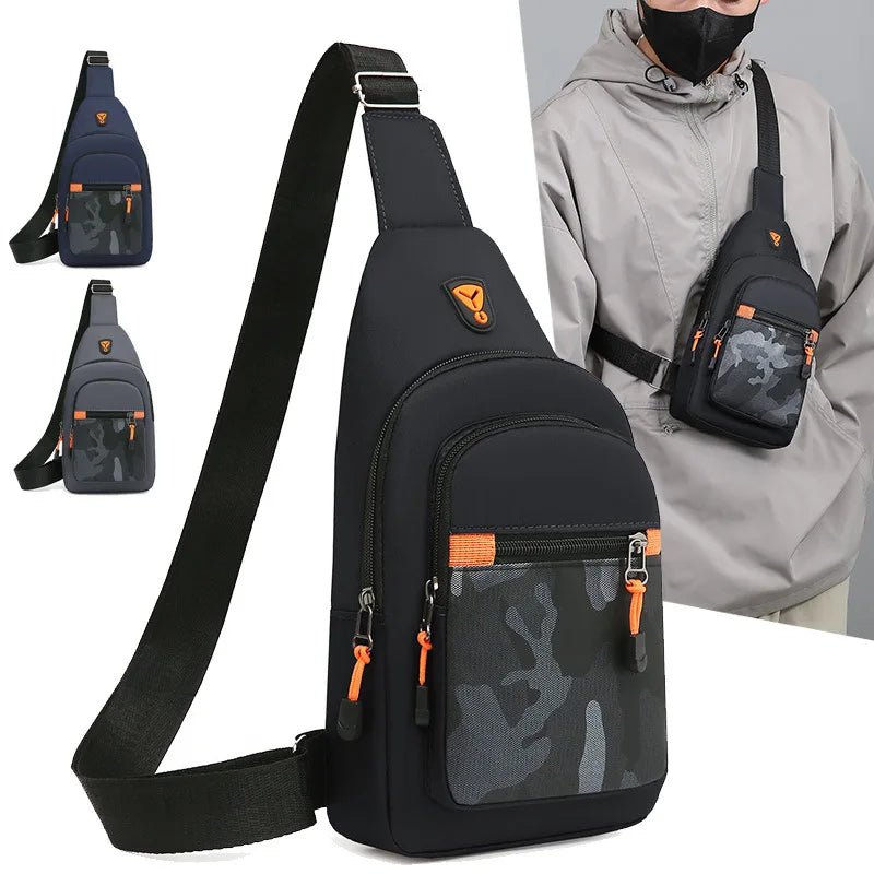 2024 New Nylon Shoulder Bag Fashion Men's Solid Color Crossbody Bag Casual European and American Men's Bag