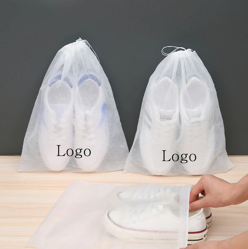 Wholesale Custom LOGO Printed Non Woven Gift Shoe Bag Pull String Bags for Shoe Clothes Cosmetics