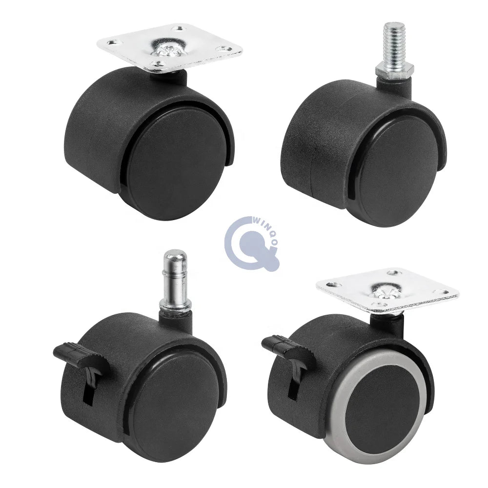 1.5 Inch Twin Wheel Castor 40 mm Nylon Wheel Polyamide Furniture Casters with Lock Screw