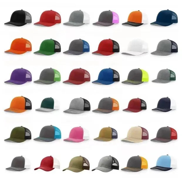 Designer Embroidered 6 Panel Snapback Solid Plain Gorras Baseball Caps Mesh Blank Richardson 112 Trucker Hats With Custom log