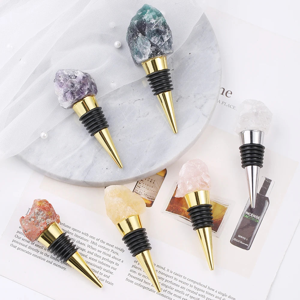 2025 New Hot Sale Custom Design Druzy Agate Bottle Champagne Stopper Red Wine Bottle Stopper Holder