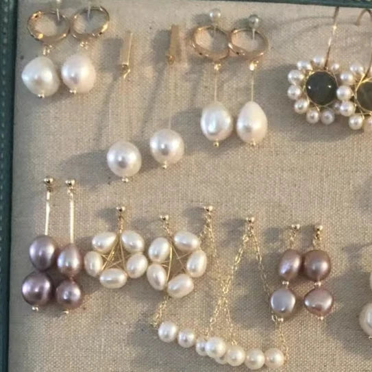 Handmade Pink Gold-Plated Pearl Earrings Trendy Unisex Jewelry for Weddings Gifts Parties Anniversaries Made of Alloy