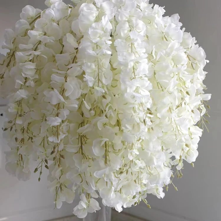 S02479 Hanging Cherry Blossom Decoration Adjustable Length Hydrangea Floral Garland Wisteria Vines White Flower Garland for S