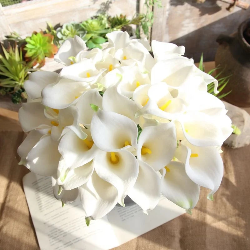 JCF223 PU Mini Calla Lotus Yellow Core Home Simulation Flower Artificial Flower Artificial Flower Wedding Wholesale