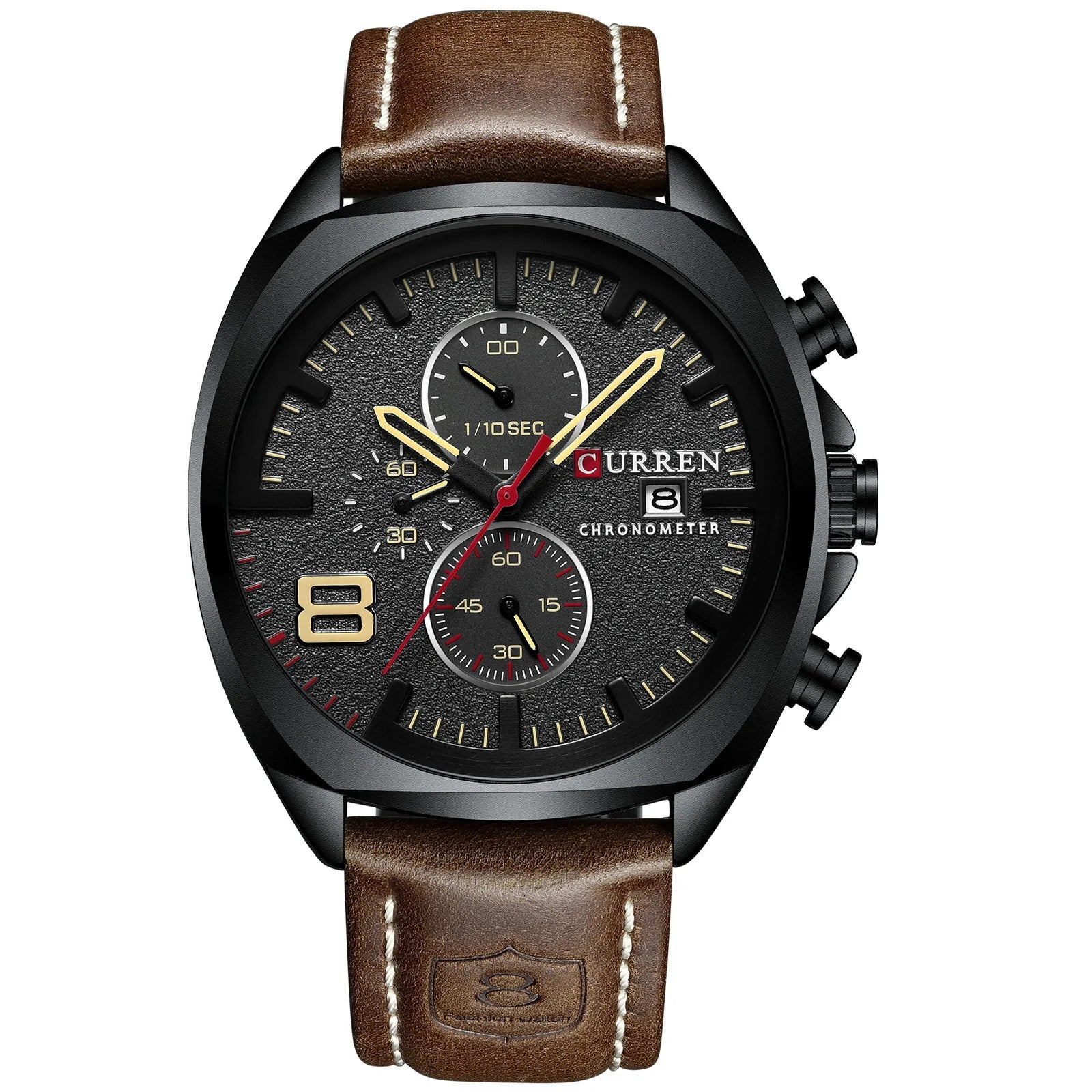 Top CURREN 8324 Watch for Men Sports Quartz Watches Leather Waterproof Chronograph Wristwatch Men Montre Homme