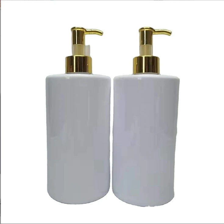 600ml PET Cork Sealed Flat Shoulder Round Bottle for Shampoo Shower Gel Customized Flasks Daily Chemical Toiletries