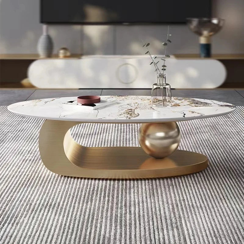 Modern Luxury Living Room Coffee Table Large Size Oval Design Home Furniture