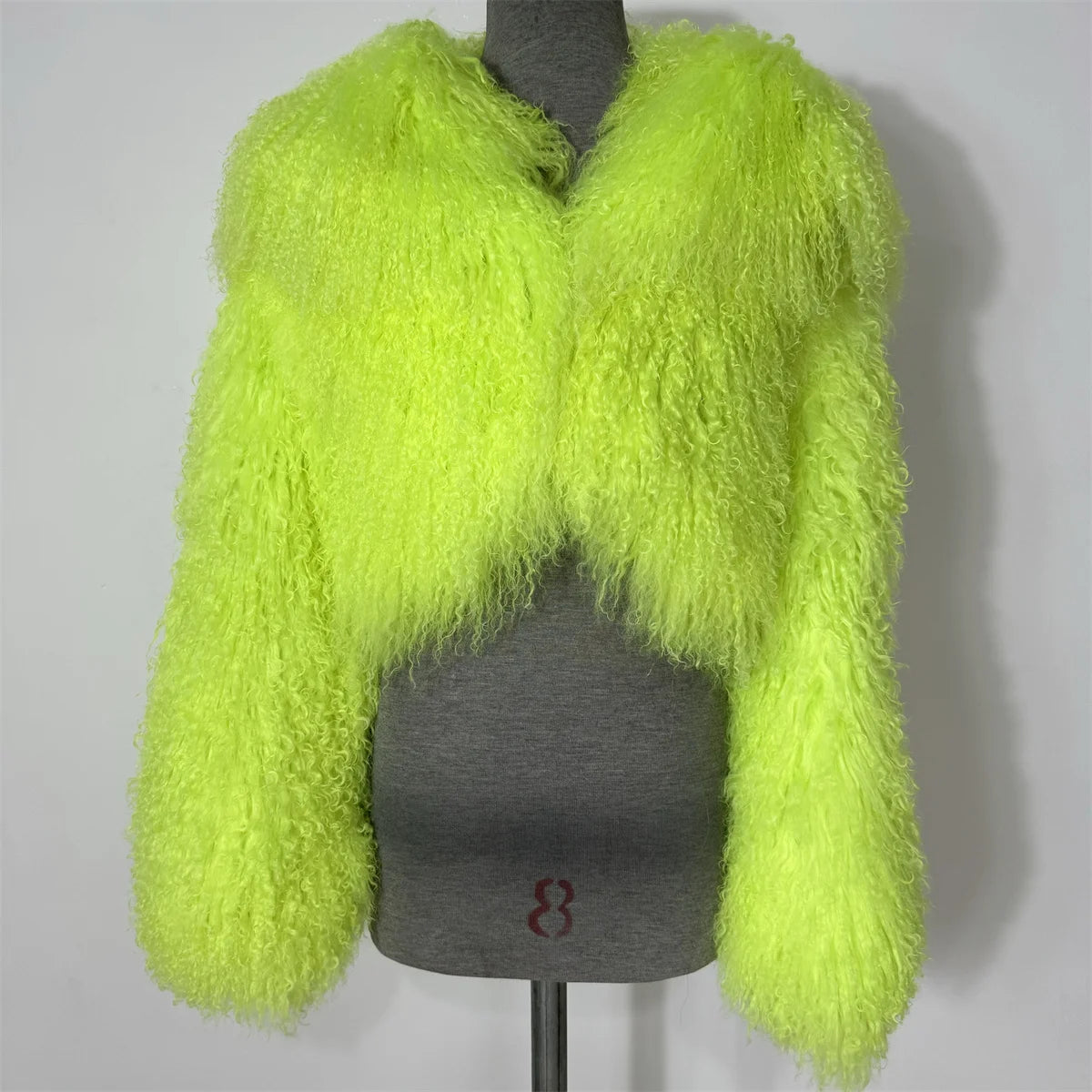 Custom Wholesale Fluffy Warm Real Fur Coat Cropped Lady Outwear Women Mongolian Lamb Jacket
