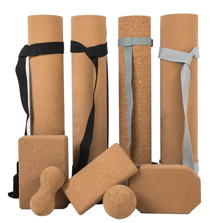 Natural Rubber Yoga Mat with Cork Surface Non-Slip for Home Workout Gym Training Portable Lightweight Exercise Gear