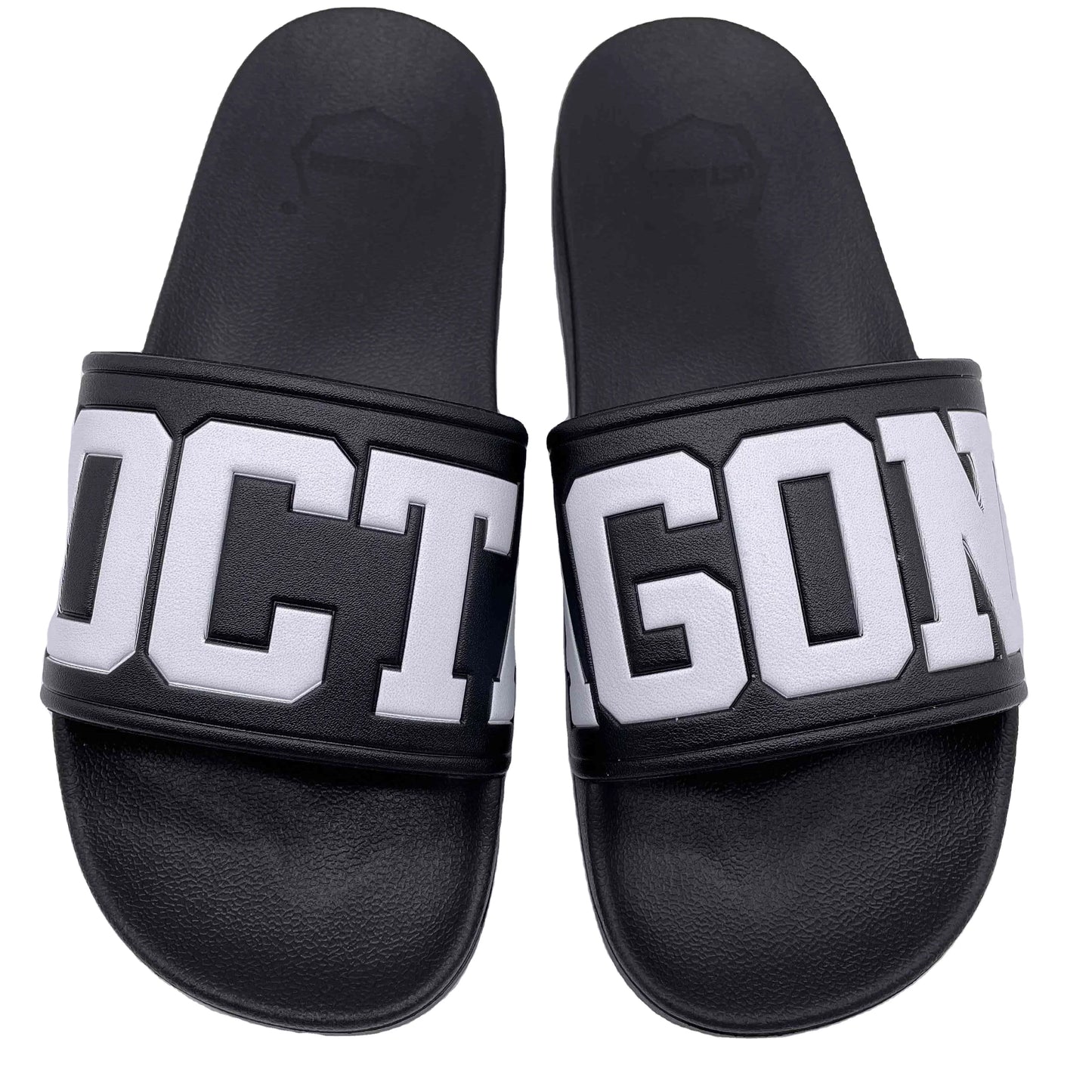Factory Wholesale Men's Summer Slides Sandal Quick-Drying Striped Big Logo Raised Slide with Anti-Slip Feature for Winter