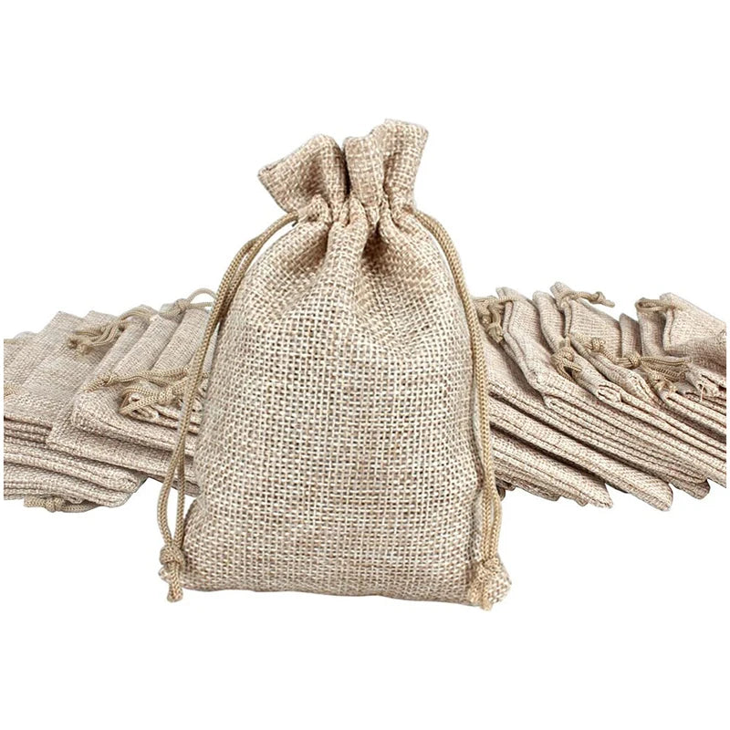 Hot Sale Custom Printed Logo Linen Perfume Bottle Bag Jute Lip Gloss Drawstring Pouch