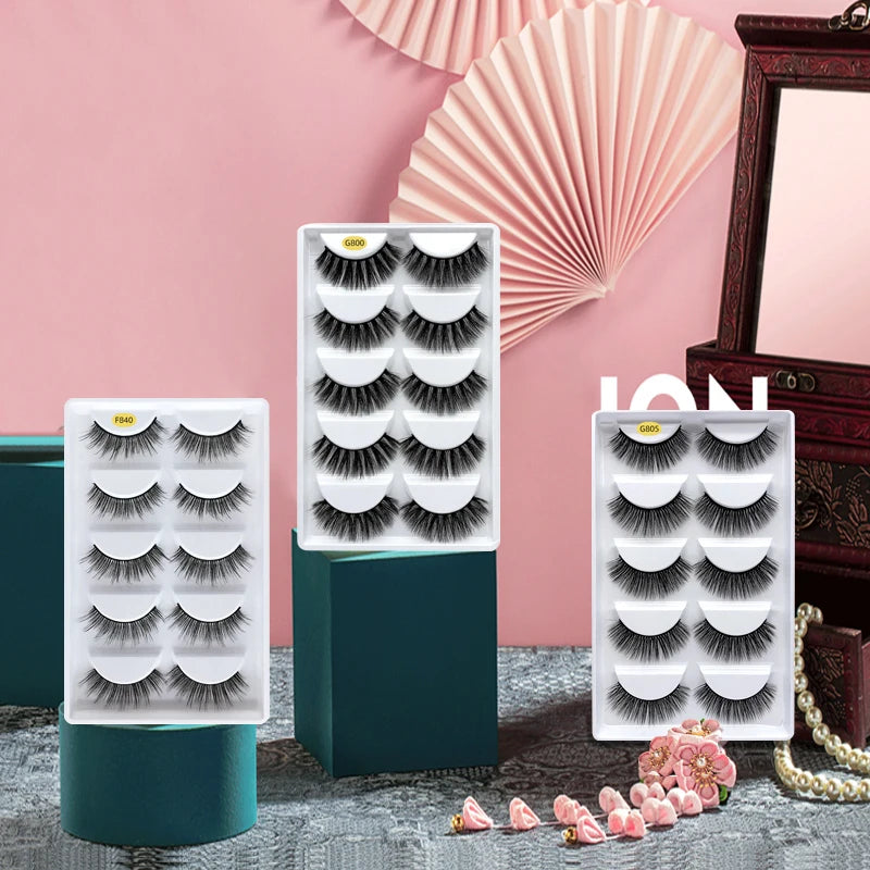 5 Pairs Luxury  False Eyelashes Thick and Dense 3D Design Fan Eyelashes DIY Eyelash Extension