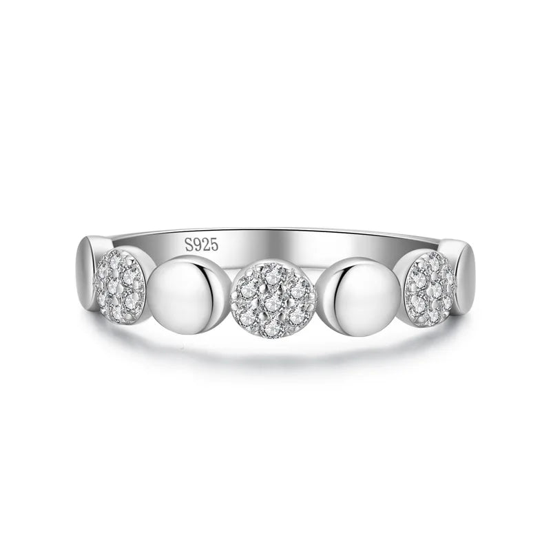 Ada Jewelry Classic Micro-Inlaid Rhodium Plated Anel Em Prata 925 Sterling Silver Female Ring