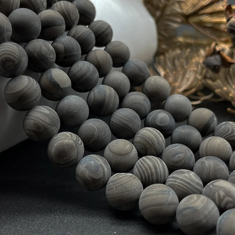 Natural Matte Round Gemstone Coffee Grain Jasper Loose Beads for Jewelry Making Diy Bracelet Necklace Beaded