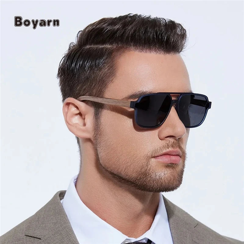 Boyarn Wholesale Polarized Sunglasses Lens UV400 Handmade Natural Bamboo Wooden Frame Vintage Sun Glasses for Men Women 61624