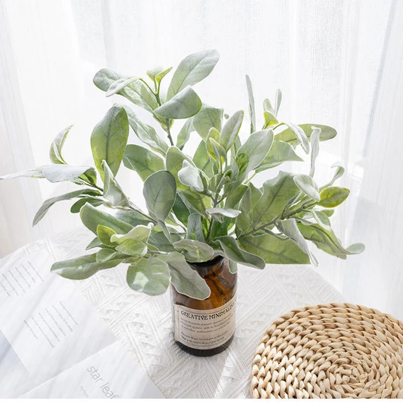 Factory Wholesale  15 Leaves  Artificial  Eucalyptus  Green Plants Wedding Home Decoration Party Decoration