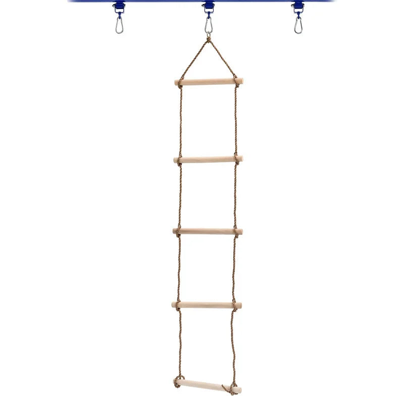Kids Fitness Toy Wooden Rope Ladder Multi Rungs Climbing Game Toy Outdoor Training Activity Safe Sports Rope Swing Swivel Rot