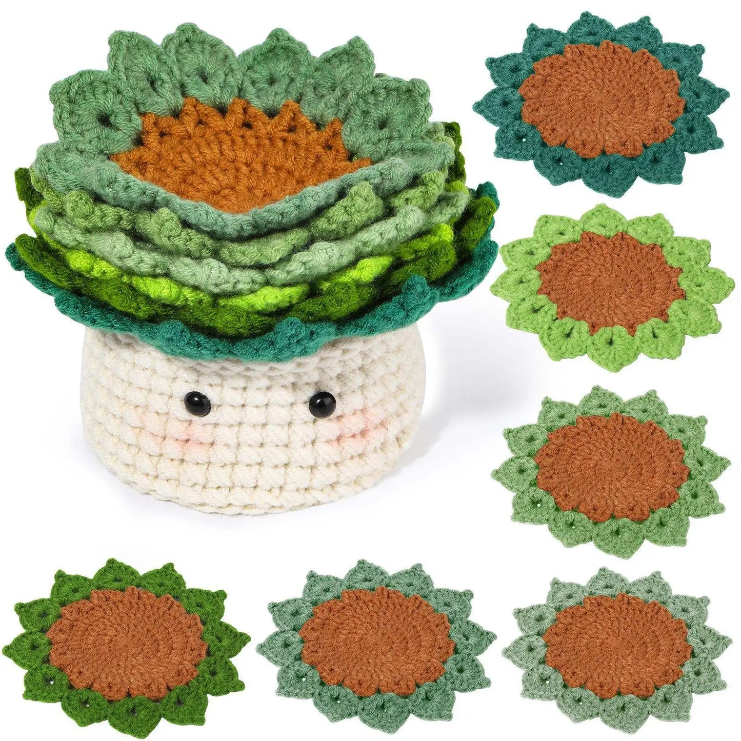 DIY Crochet Coasters for Home Crochet Decoration Handmade Craft Coasters for Beginner Crochet Set