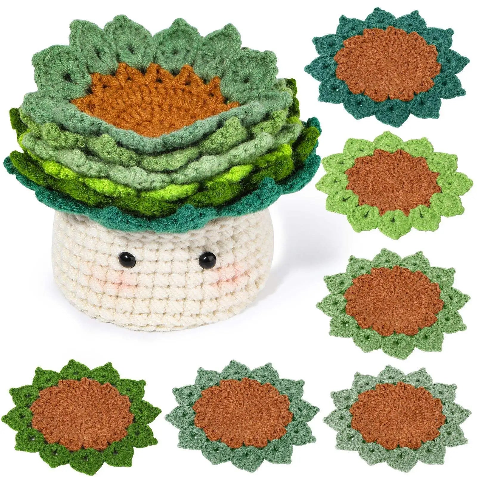 DIY Crochet Coasters for Home Crochet Decoration Handmade Craft Coasters for Beginner Crochet Set