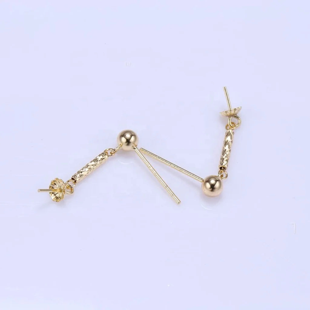 Wholesale 18 Karat Gold Au750 Solid 18K Gold Diamond Cut Earring Findings for Pearl Jewelry