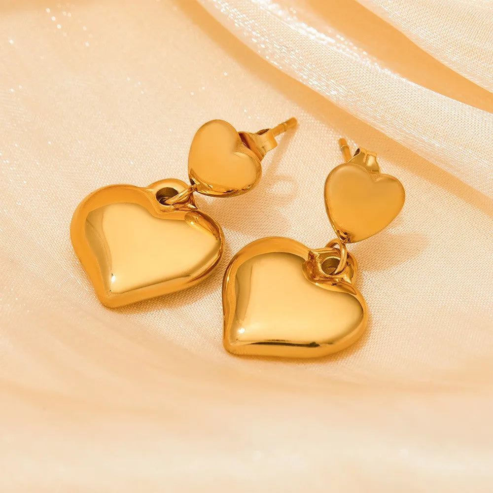 New Arrival Luxury Waterproof 18k Gold Plated Heart Irregular Stud Earrings Stainless Steel Water Drop Earrings for Women
