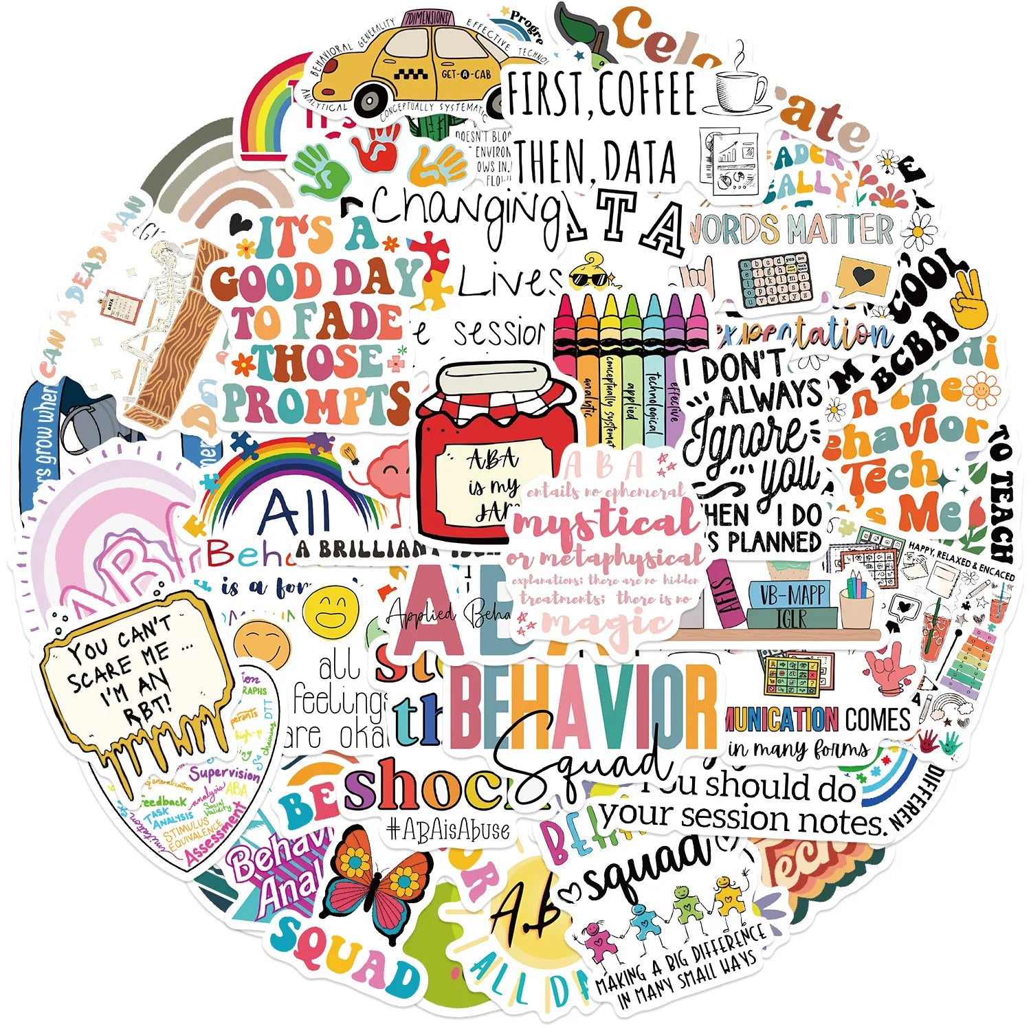 50PCS RBT Behavior Squad decals cute cartoon ABA sticker