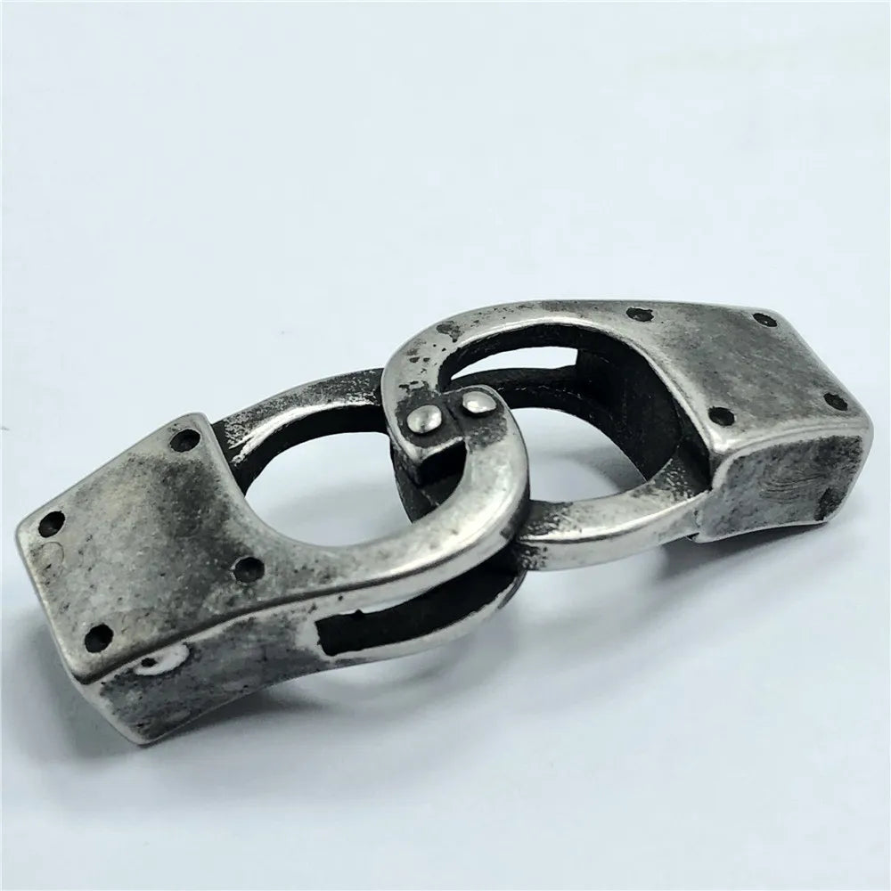 BXNK018 Trendy Stainless Steel DIY Crafts Connectors Charms Fit Flat Leather Cords Bracelet Jewelry Making Findings  in Stock