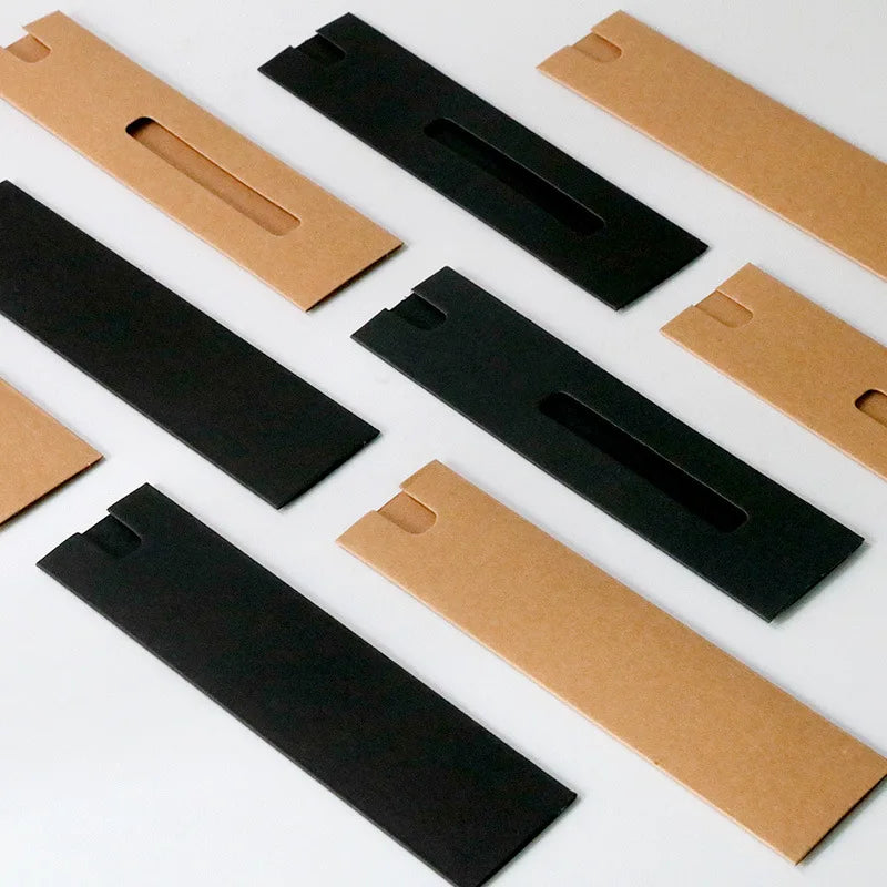 Paper Card Pen Bag Environmentally Packaging Kraft Paper Black Cardboard Gift Pen Box Can Be Printed Business Company logo