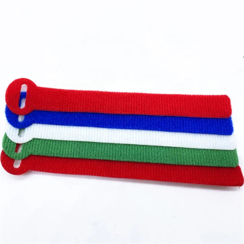 Cable Wire Cords Management Tape Fastener Adjustable Reusable Back to Back Double Side self locking  Hook and Loop Cable Ties