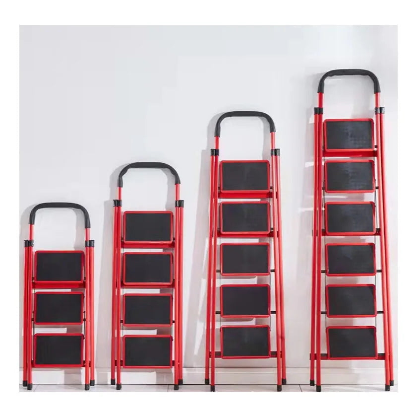 Hot Sales Modern Wide Pedal Steel Folding Step Ladder with Handrail Easy Storage 3-Step Design 150kg Capacity