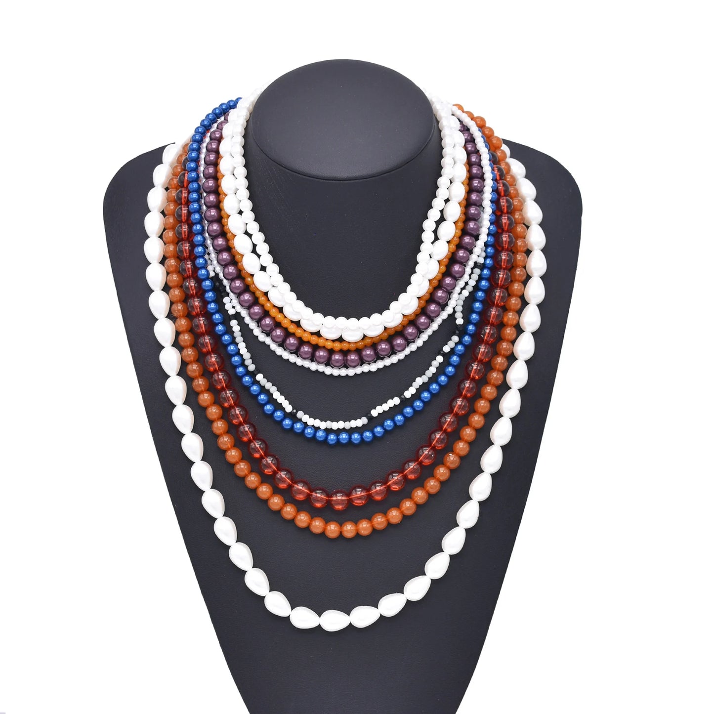 Baroque Fashion Luxury Ten Layer Imitation Pearl Beaded Irregular Pearl Statement Choker Necklace