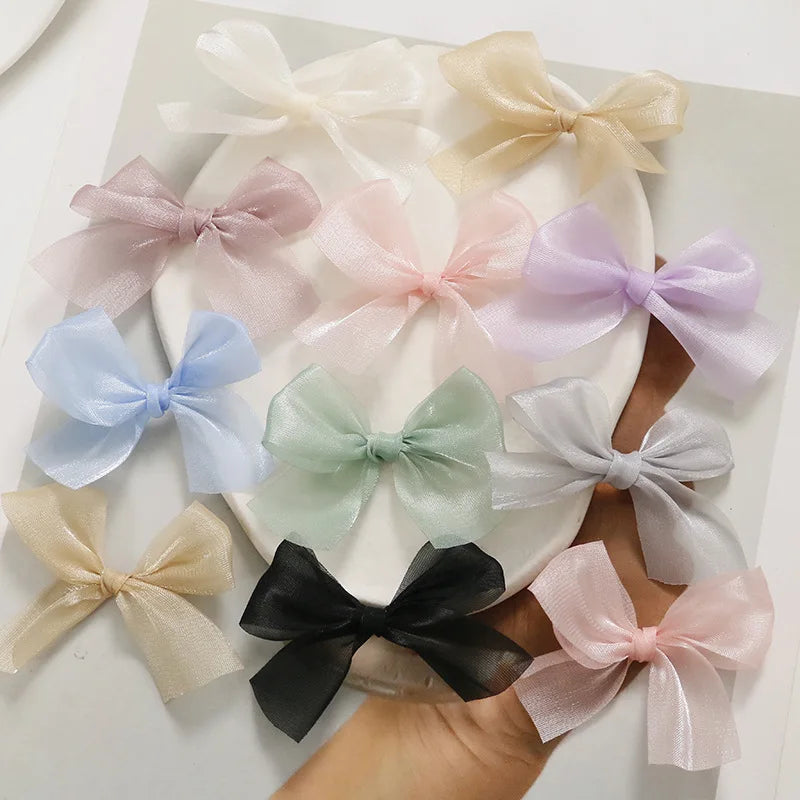 Satin Ribbon Bows Decoration Cloth Wrapping Bowknot Flower Bows for Craft Wedding Bow  Hairclip Accessory  Hairpins Barrettes