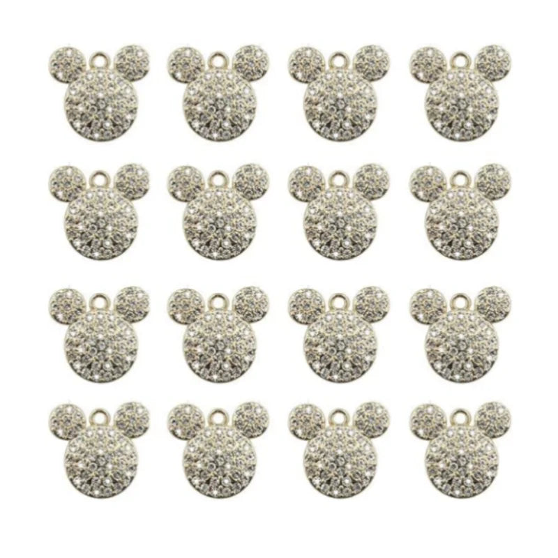 Bear Crystal Silver Pendant Charm for Women Rhinestone Jewelry Making Crafts Main Material Alloy for Children